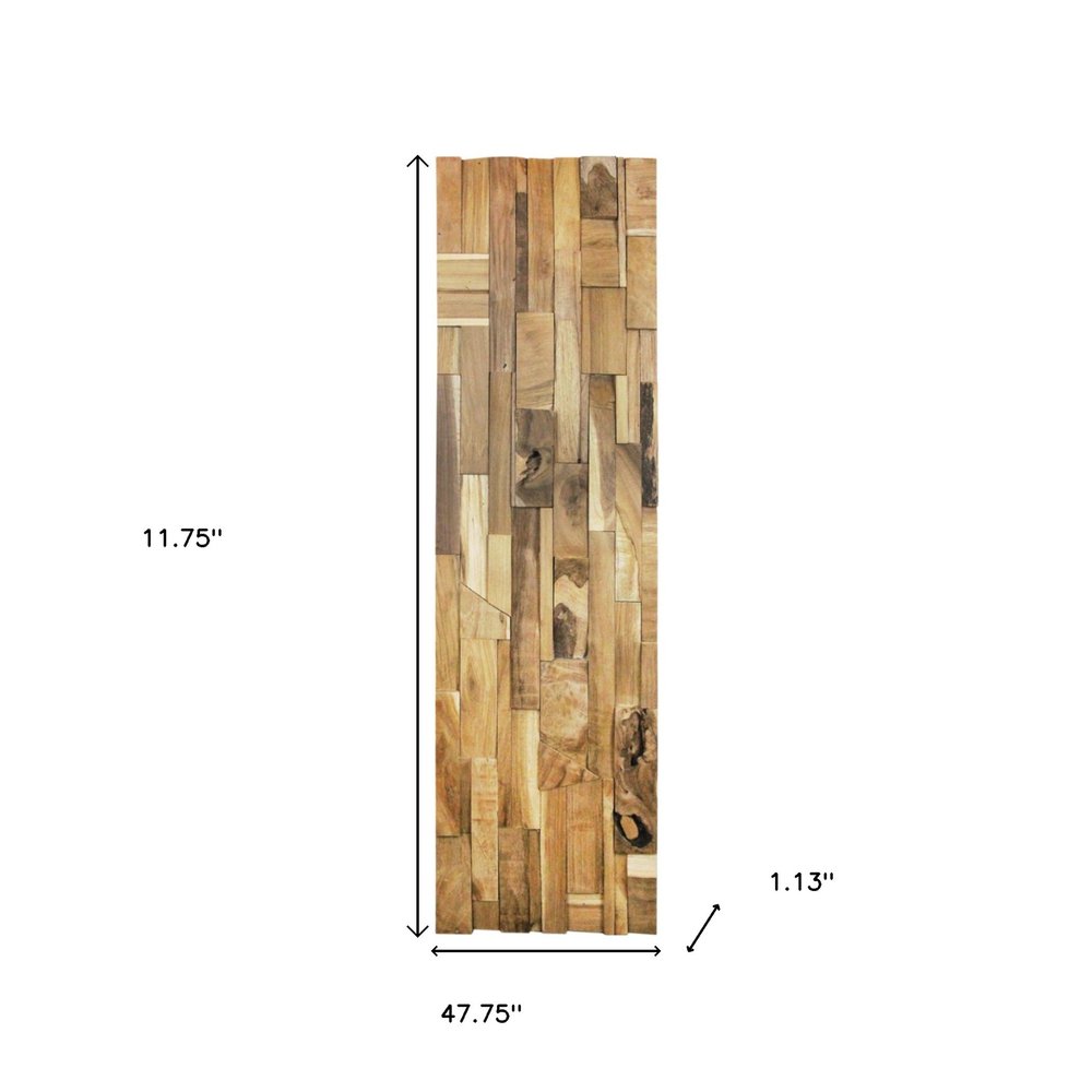 Brown 3D Embossed Abstract Teak Reclaimed Wood Decorative Wall Panels HomeRoots