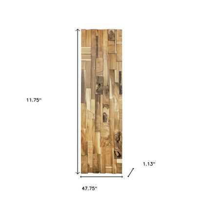 Brown 3D Embossed Abstract Teak Reclaimed Wood Decorative Wall Panels HomeRoots