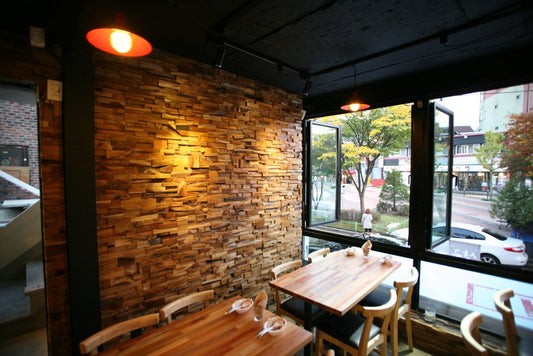 Brown 3D Embossed Abstract Teak Reclaimed Wood Decorative Wall Panels HomeRoots