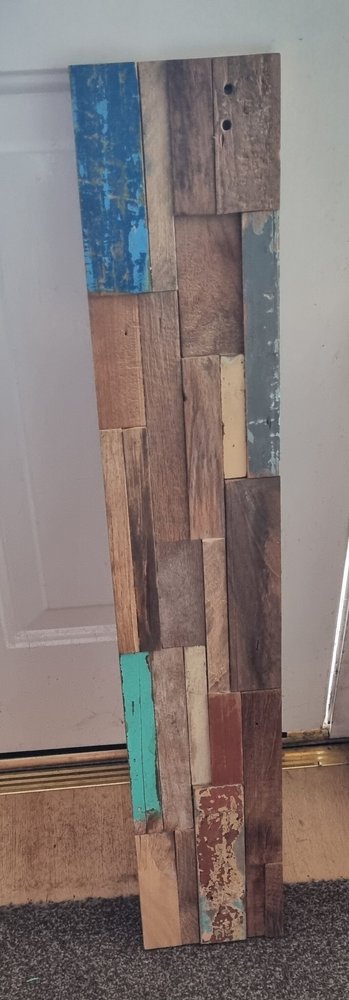 Blue Natural And Navy Blue 3D Embossed Teak Decorative Wall Panel HomeRoots