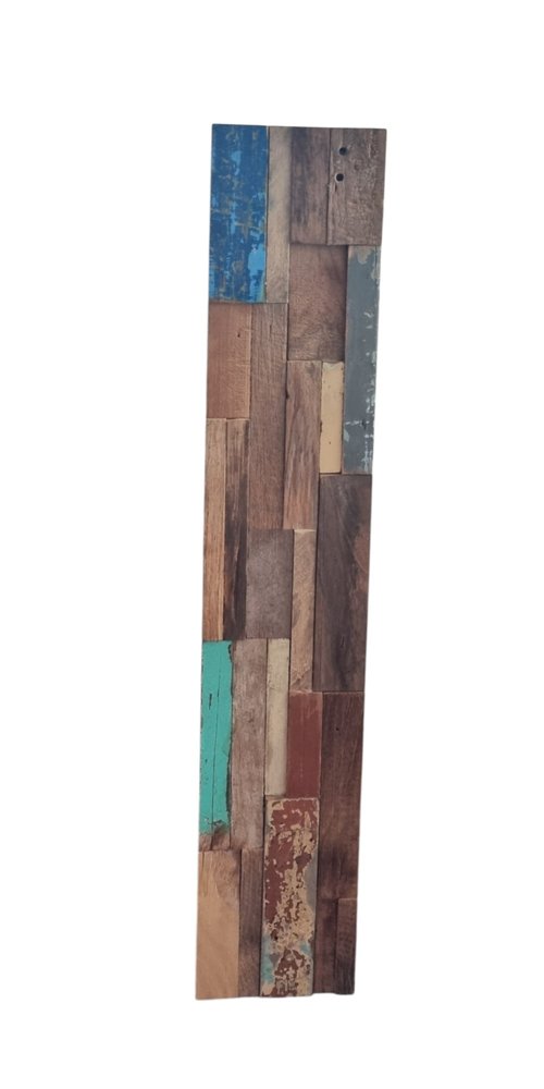 Blue Natural And Navy Blue 3D Embossed Teak Decorative Wall Panel HomeRoots