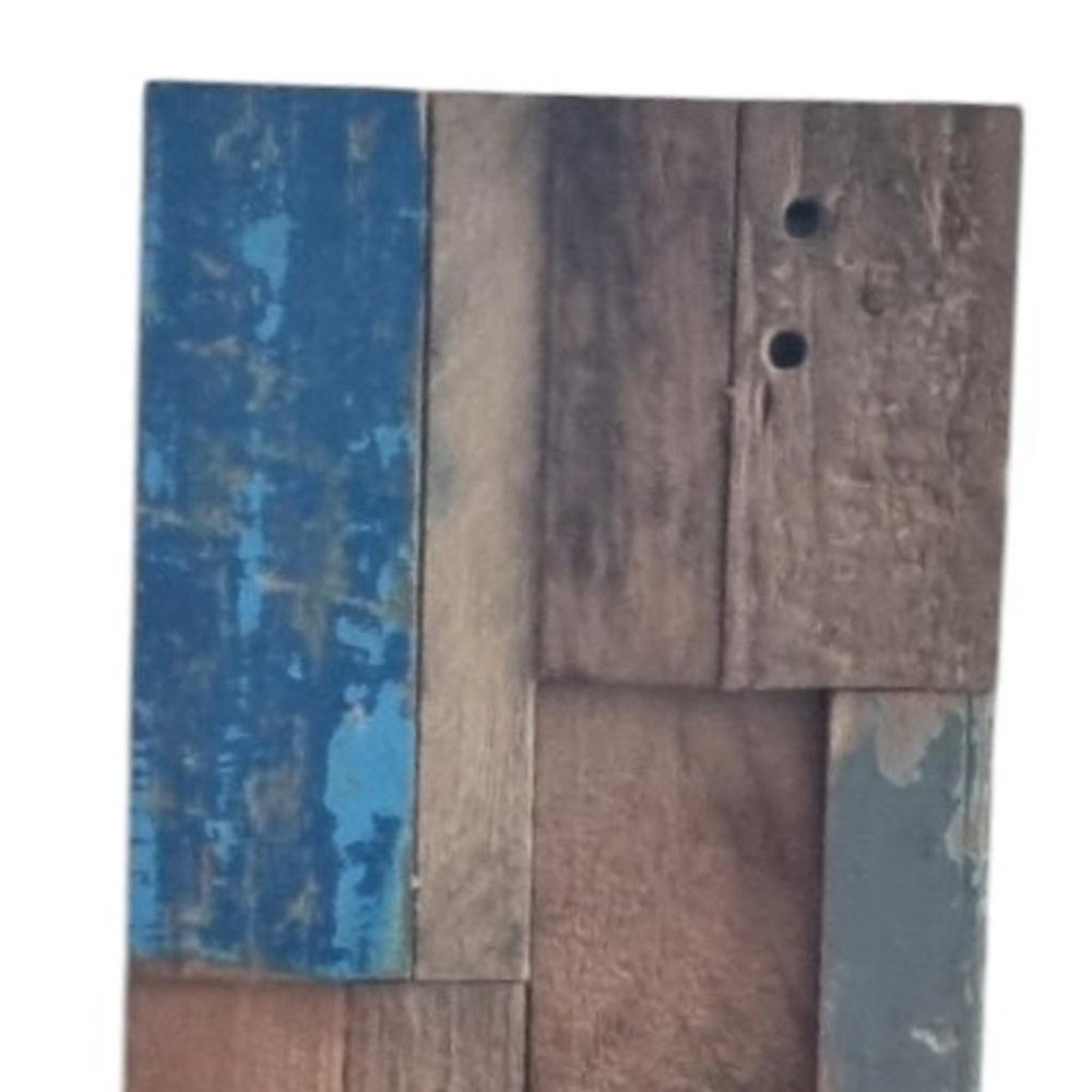 Blue Natural And Navy Blue 3D Embossed Teak Decorative Wall Panel HomeRoots