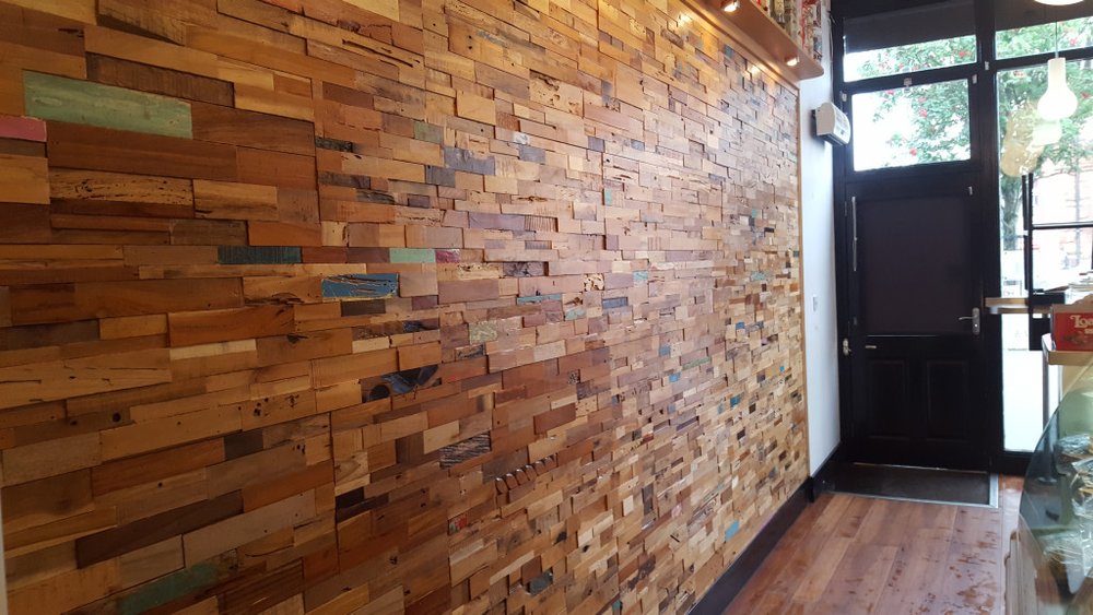 Blue Natural And Navy Blue 3D Embossed Teak Decorative Wall Panel HomeRoots