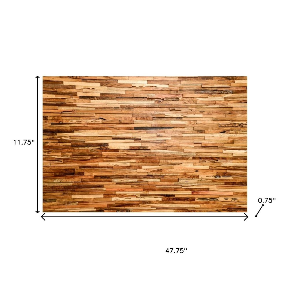 Brown 3D Embossed Geometric Teak Reclaimed Wood Decorative Wall Panels