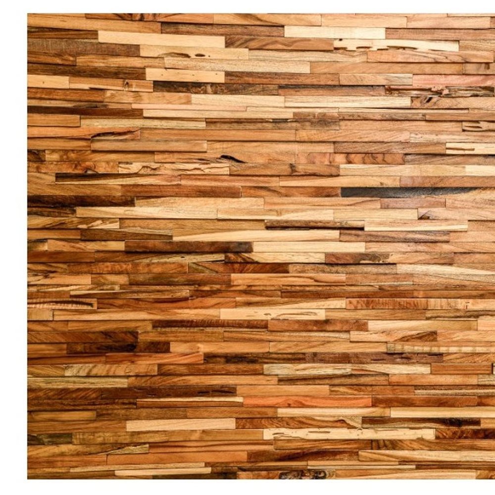 Brown 3D Embossed Geometric Teak Reclaimed Wood Decorative Wall Panels — view 8