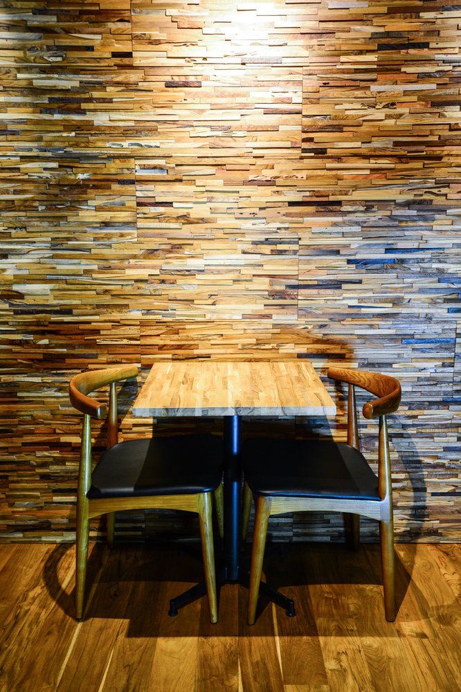 Brown 3D Embossed Geometric Teak Reclaimed Wood Decorative Wall Panels — view 2