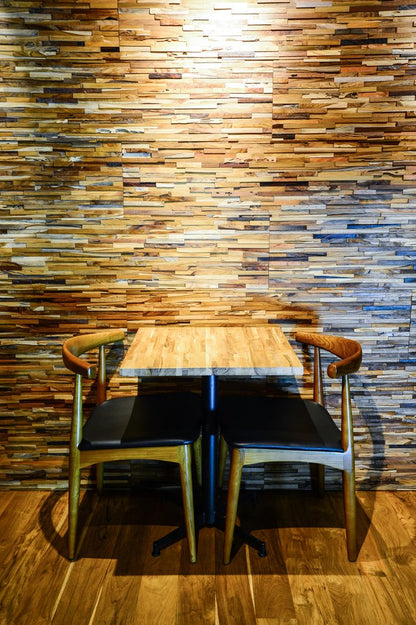 Brown 3D Embossed Geometric Teak Reclaimed Wood Decorative Wall Panels