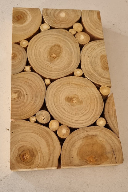 Natural Tree Stump Slice Teak Reclaimed Wood Decorative Wall Panels