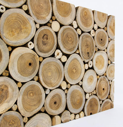 Natural Tree Stump Slice Teak Reclaimed Wood Decorative Wall Panels HomeRoots
