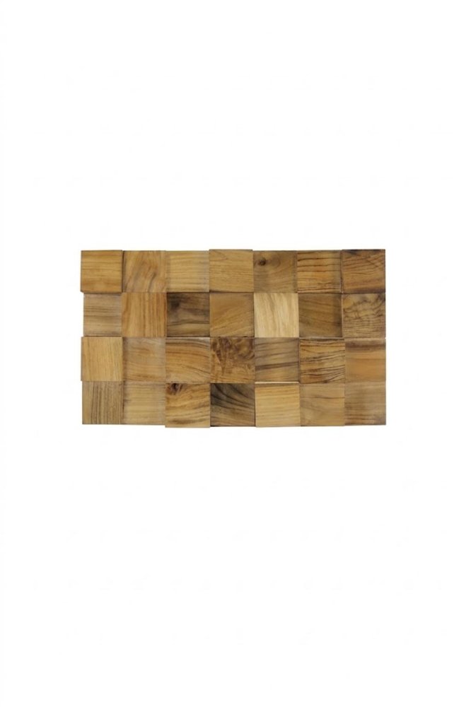 Brown 3D Embossed Block Teak Reclaimed Wood Decorative Wall Panels — view 9