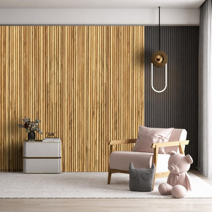 Brown 3D Embossed Striped Teak Reclaimed Wood Decorative Wall Panels HomeRoots