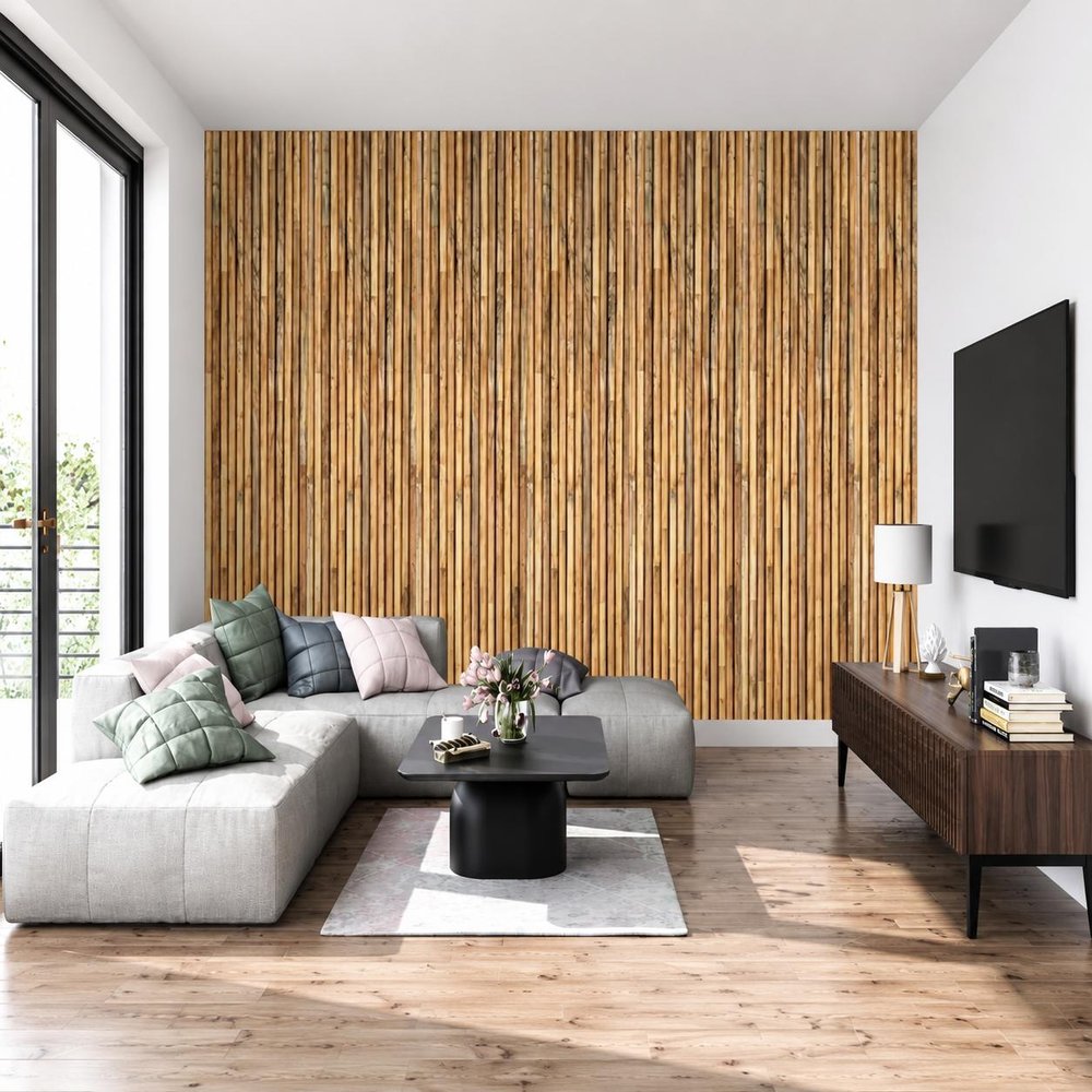 Brown 3D Embossed Striped Teak Reclaimed Wood Decorative Wall Panels HomeRoots