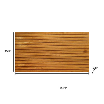 Brown 3D Embossed Striped Teak Reclaimed Wood Decorative Wall Panels HomeRoots