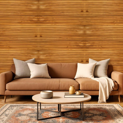 Brown 3D Embossed Striped Teak Reclaimed Wood Decorative Wall Panels HomeRoots