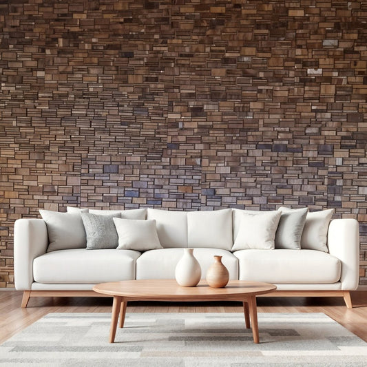 Brown 3D Embossed Abstract Teak Reclaimed Wood Decorative Wall Panels HomeRoots