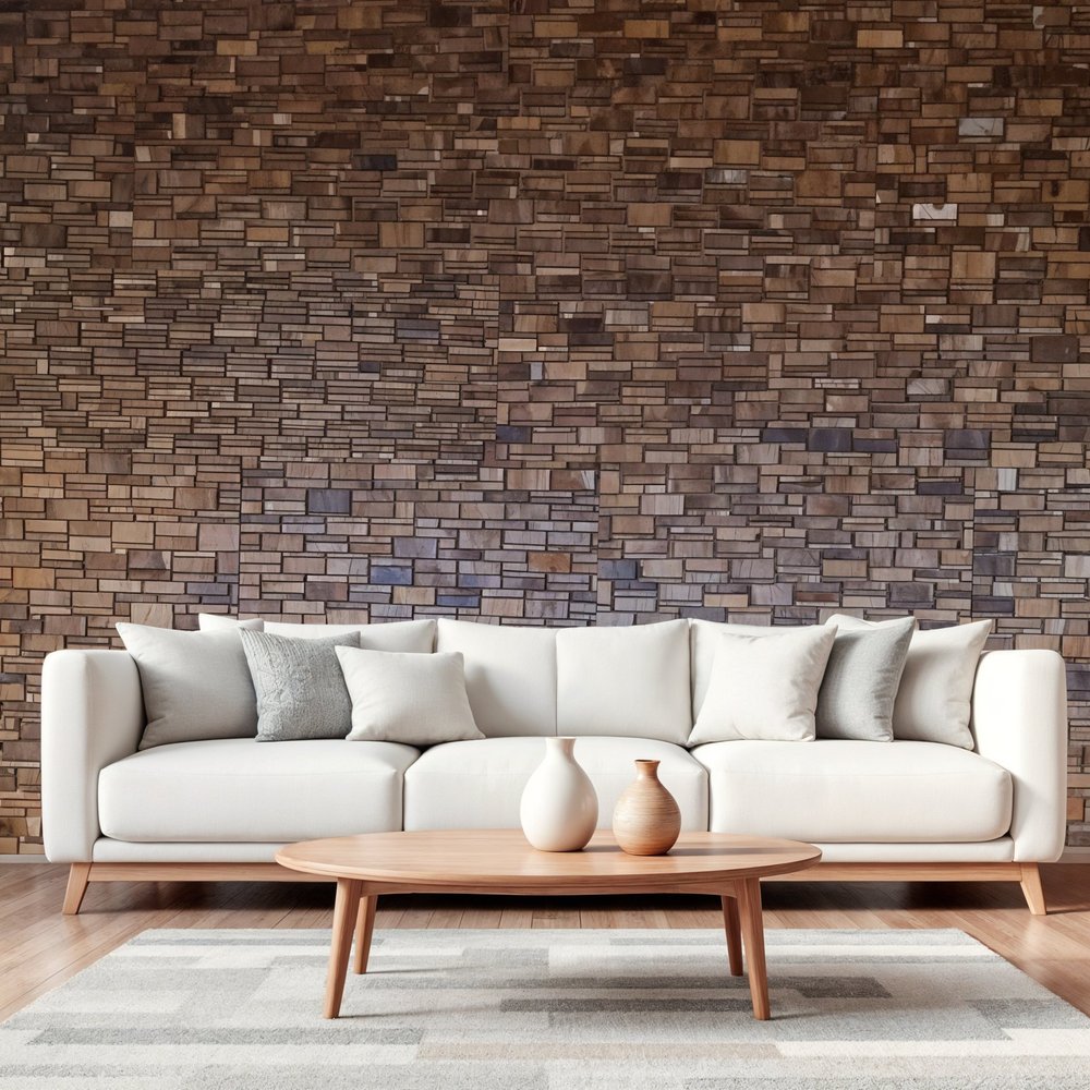 Brown 3D Embossed Abstract Teak Reclaimed Wood Decorative Wall Panels HomeRoots