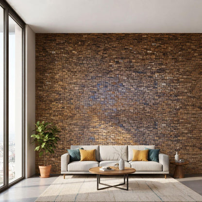 Brown 3D Embossed Abstract Teak Reclaimed Wood Decorative Wall Panels HomeRoots