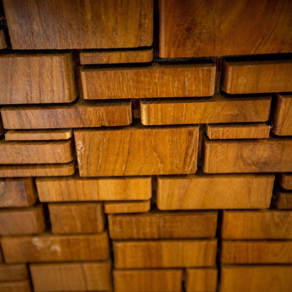 Brown 3D Embossed Abstract Teak Reclaimed Wood Decorative Wall Panels HomeRoots