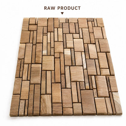 Brown 3D Embossed Abstract Teak Reclaimed Wood Decorative Wall Panels HomeRoots