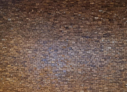 Brown 3D Embossed Abstract Teak Reclaimed Wood Decorative Wall Panels HomeRoots
