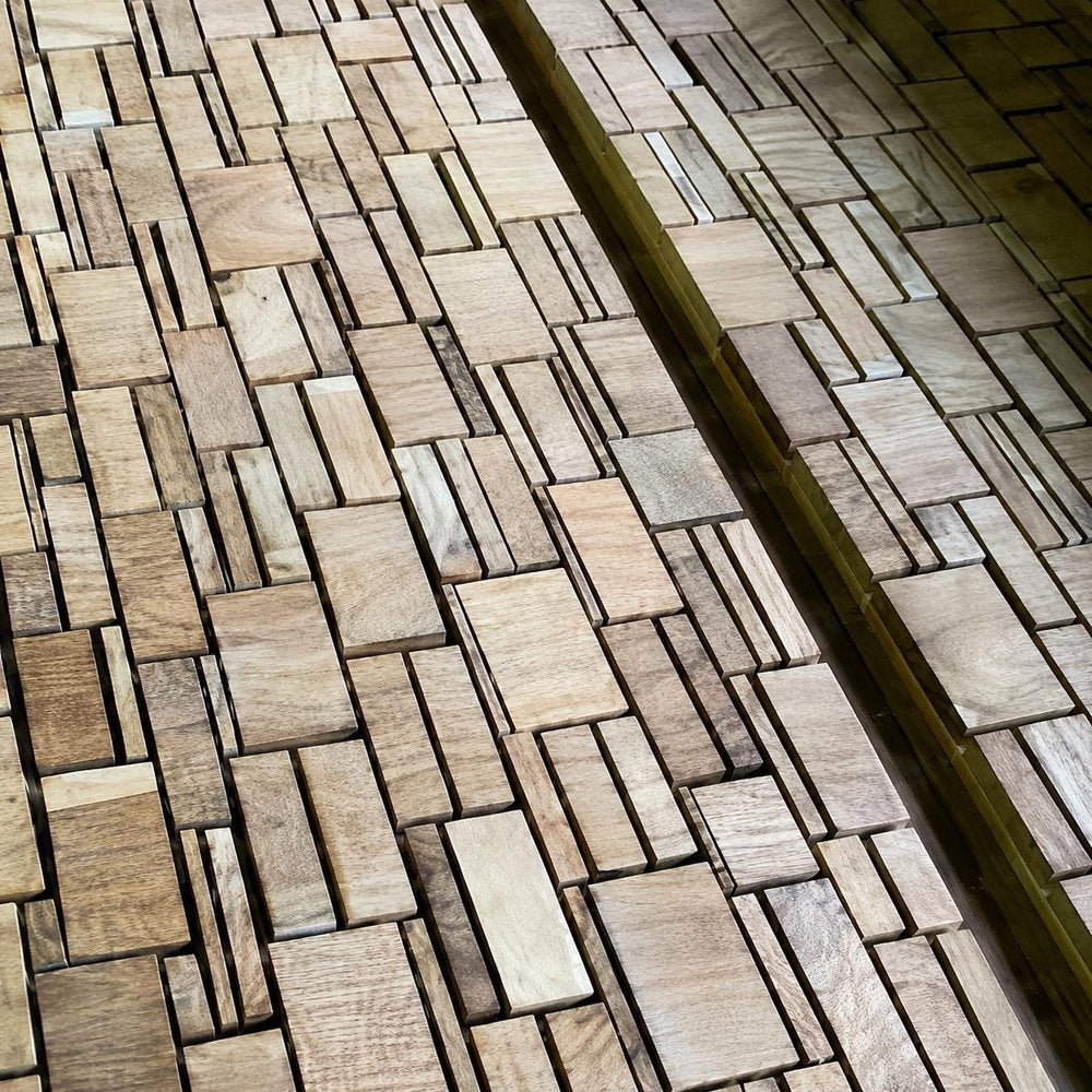 Brown 3D Embossed Abstract Teak Reclaimed Wood Decorative Wall Panels HomeRoots