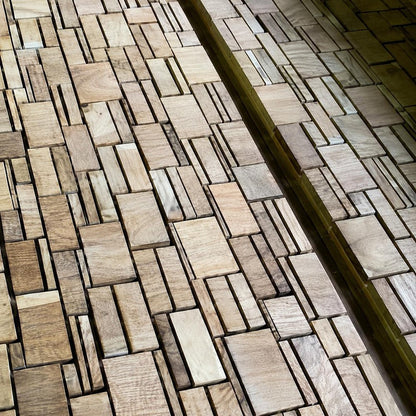 Brown 3D Embossed Abstract Teak Reclaimed Wood Decorative Wall Panels HomeRoots