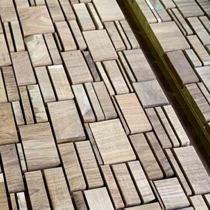 Brown 3D Embossed Abstract Teak Reclaimed Wood Decorative Wall Panels HomeRoots
