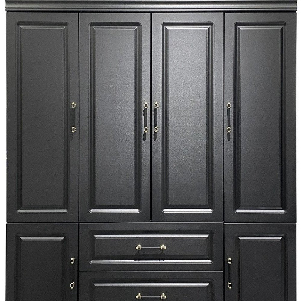 71" Black Wood Six Door Two Drawer Combo Dresser HomeRoots
