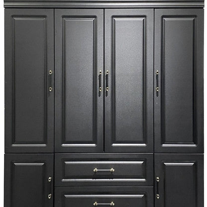 71" Black Wood Six Door Two Drawer Combo Dresser HomeRoots