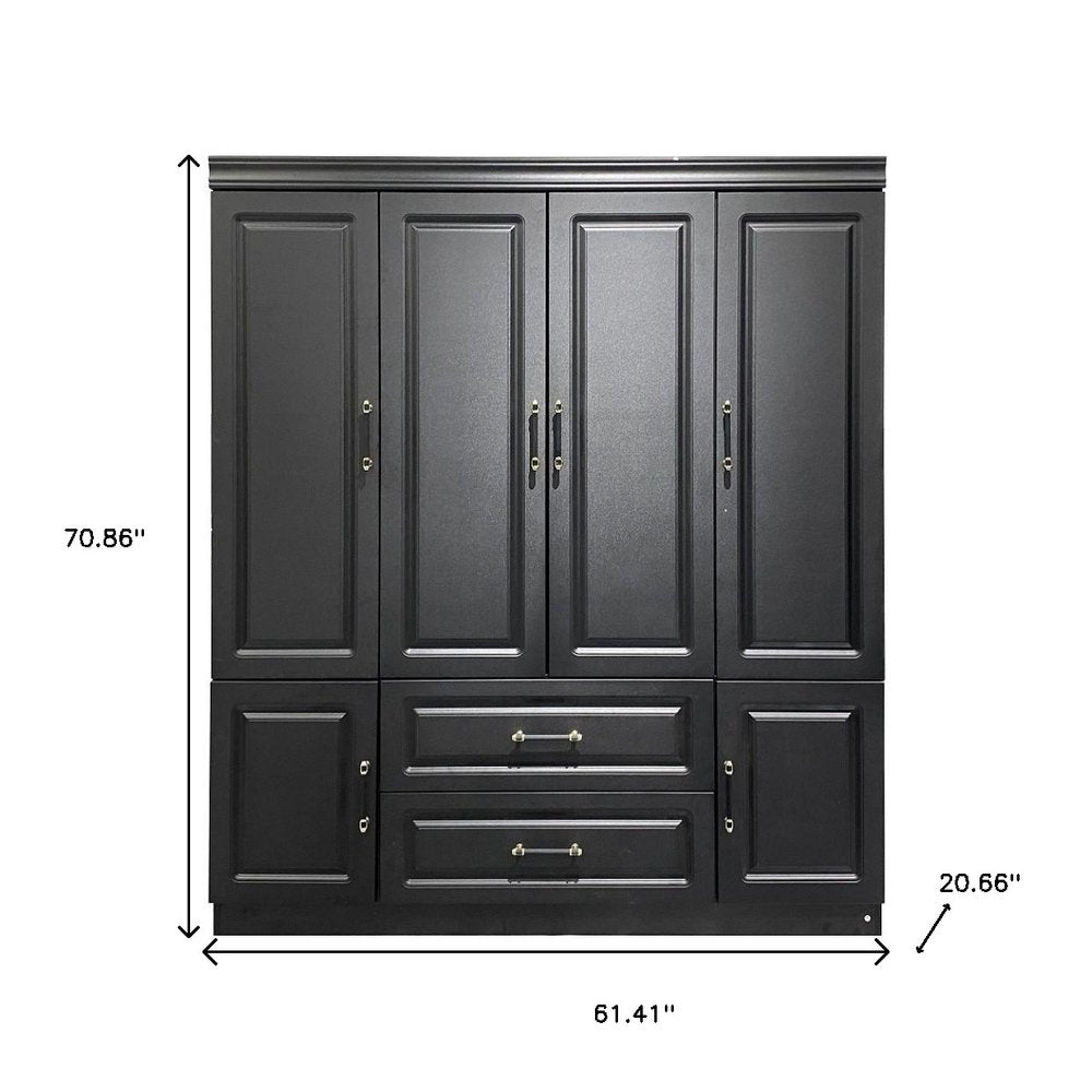71" Black Wood Six Door Two Drawer Combo Dresser HomeRoots