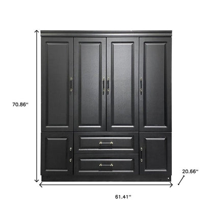 71" Black Wood Six Door Two Drawer Combo Dresser HomeRoots