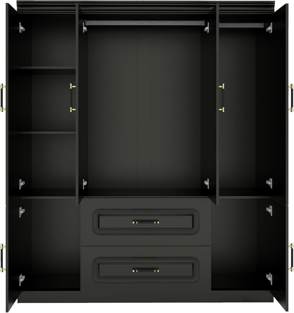 71" Black Wood Six Door Two Drawer Combo Dresser HomeRoots