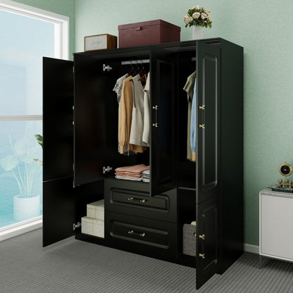 71" Black Wood Six Door Two Drawer Combo Dresser HomeRoots