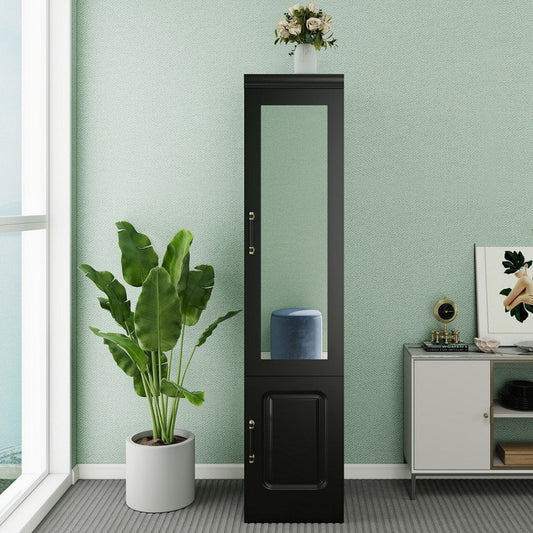71" Black Wood Mirrored Two Door Combo Dresser HomeRoots