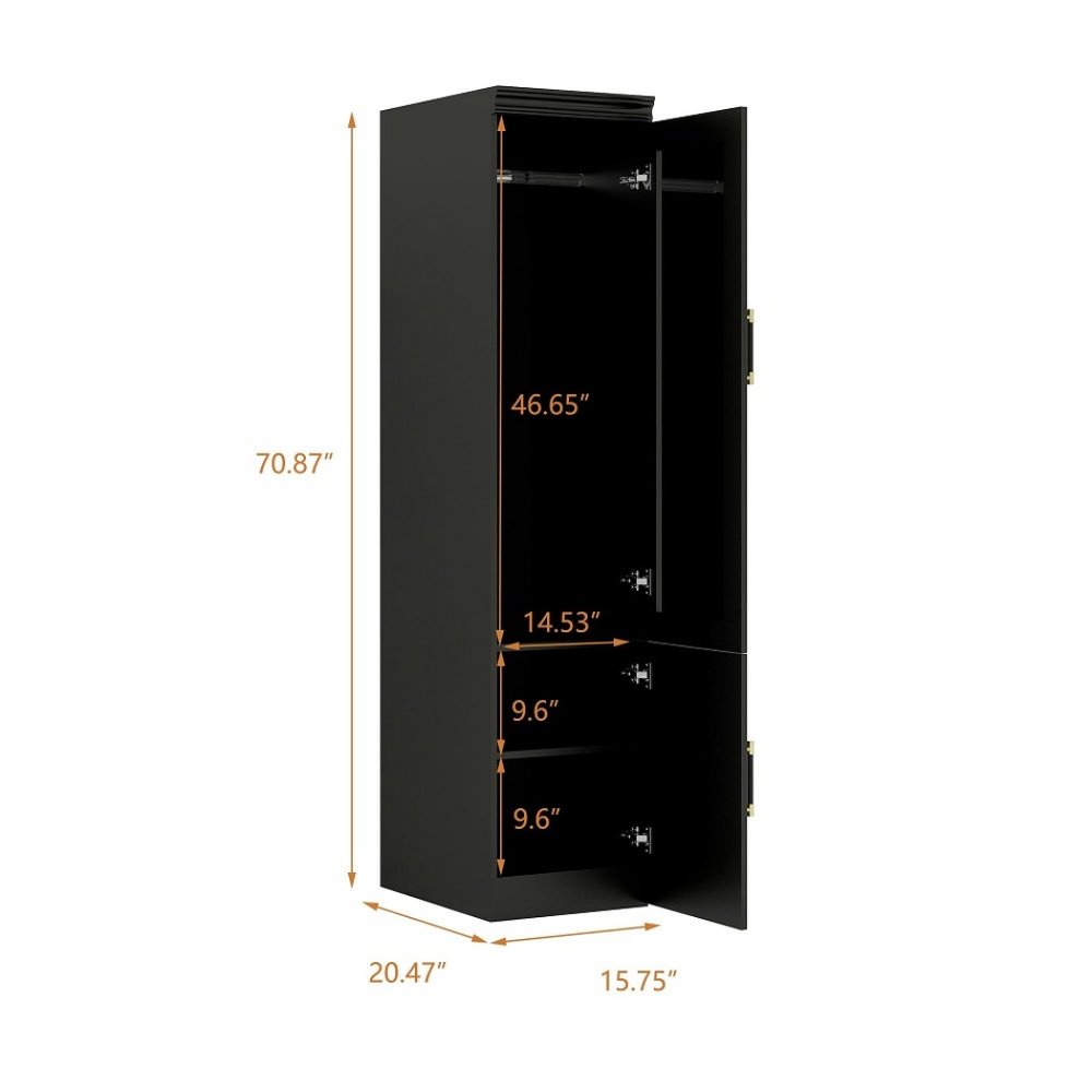 71" Black Wood Mirrored Two Door Combo Dresser HomeRoots