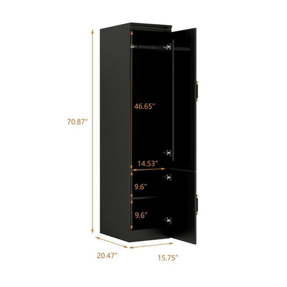 71" Black Wood Mirrored Two Door Combo Dresser HomeRoots