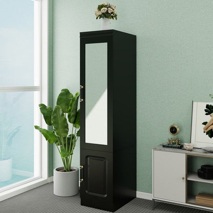 71" Black Wood Mirrored Two Door Combo Dresser HomeRoots