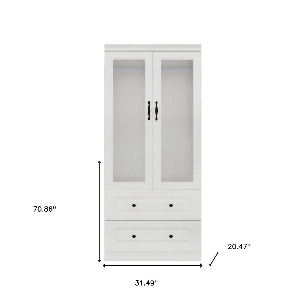 71" White Wood Two Door Two Drawer Combo Dresser HomeRoots
