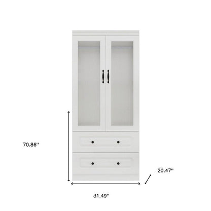 71" White Wood Two Door Two Drawer Combo Dresser HomeRoots
