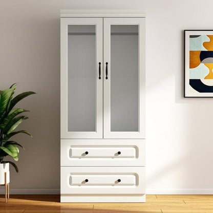 71" White Wood Two Door Two Drawer Combo Dresser HomeRoots
