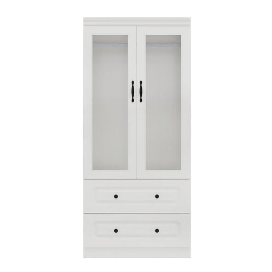 71" White Wood Two Door Two Drawer Combo Dresser HomeRoots