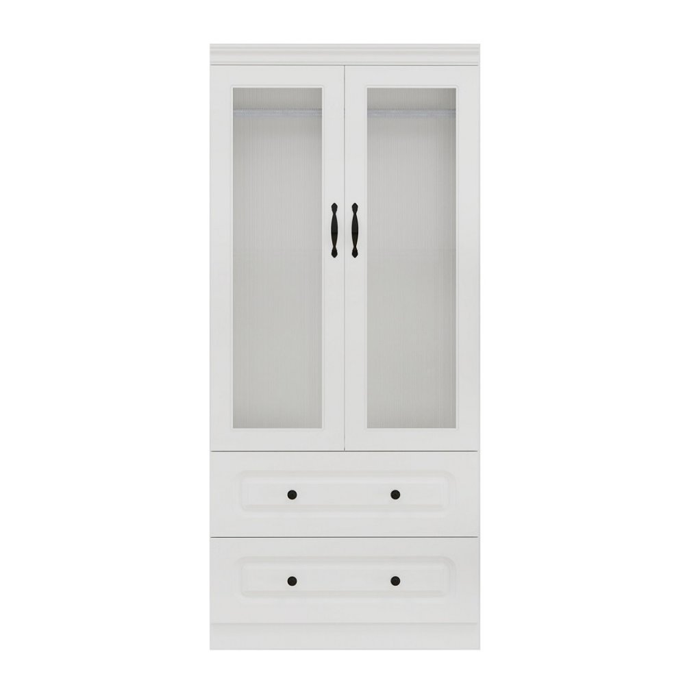 71" White Wood Two Door Two Drawer Combo Dresser HomeRoots