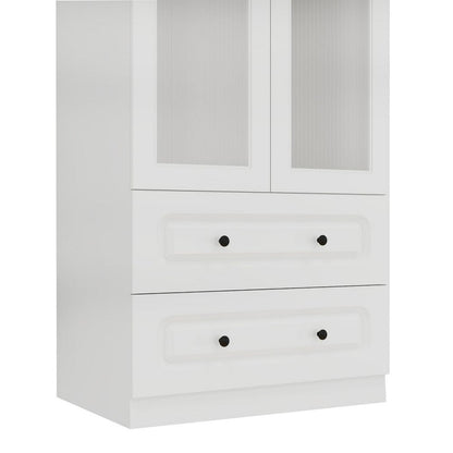 71" White Wood Two Door Two Drawer Combo Dresser HomeRoots