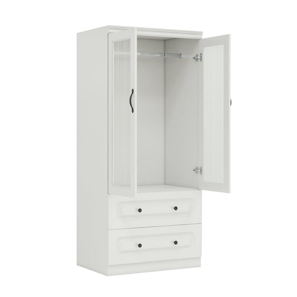 71" White Wood Two Door Two Drawer Combo Dresser HomeRoots