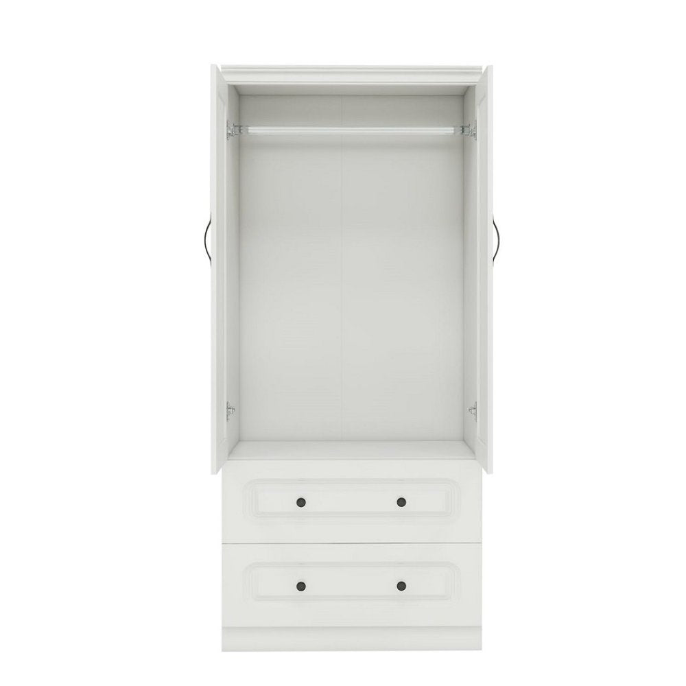 71" White Wood Two Door Two Drawer Combo Dresser HomeRoots
