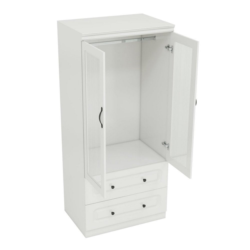 71" White Wood Two Door Two Drawer Combo Dresser HomeRoots