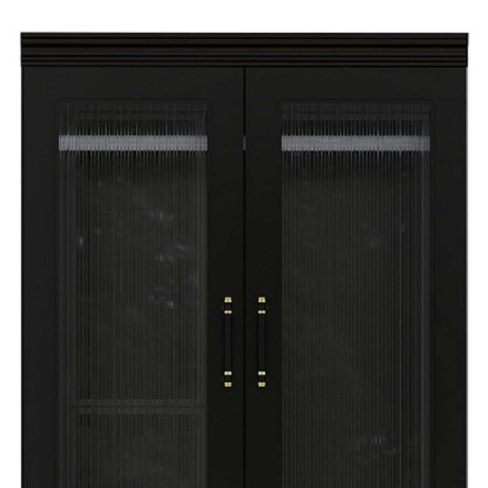 71" Black Raised Panel Wood And Melamine Two Door Two Drawer Combo Dresser — view 7