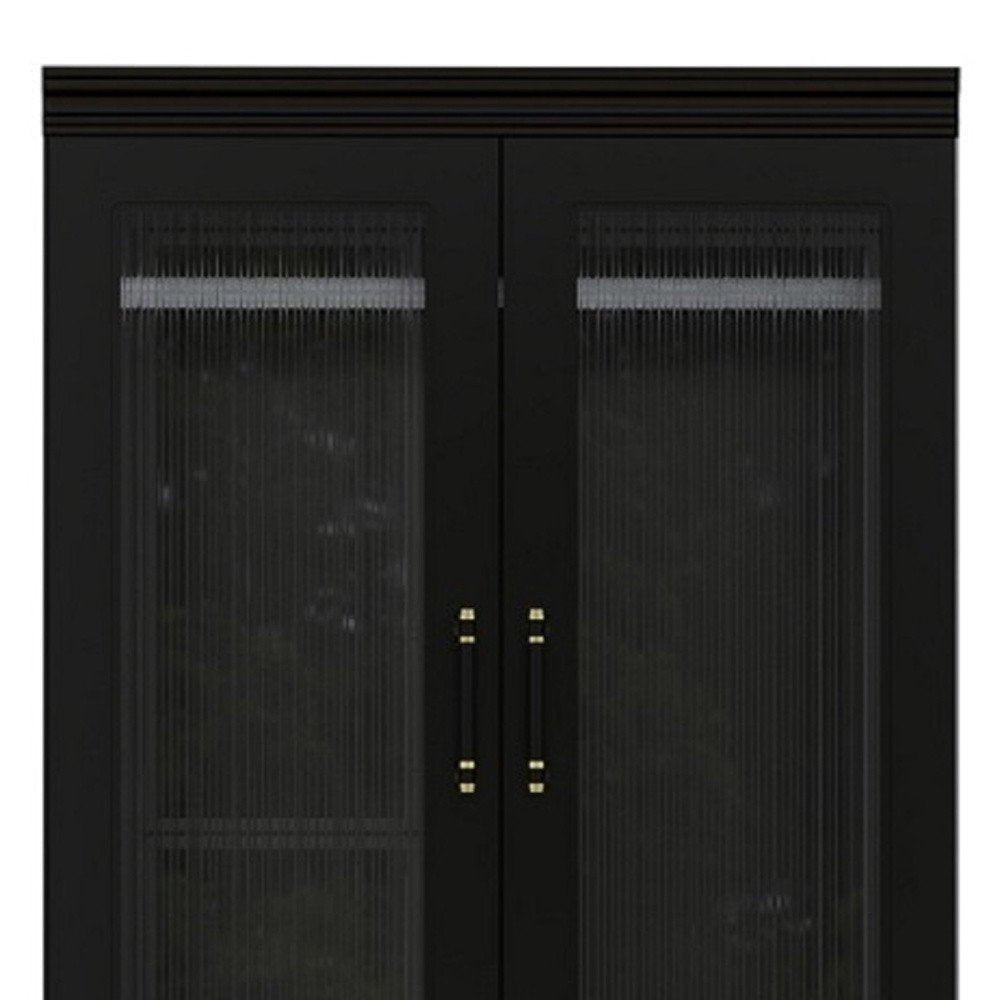 71" Black Wood Two Door Two Drawer Combo Dresser HomeRoots