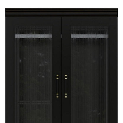 71" Black Wood Two Door Two Drawer Combo Dresser HomeRoots