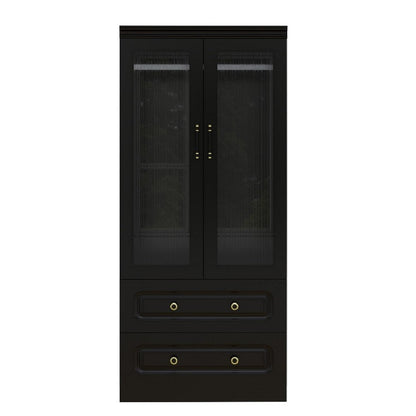 71" Black Wood Two Door Two Drawer Combo Dresser HomeRoots